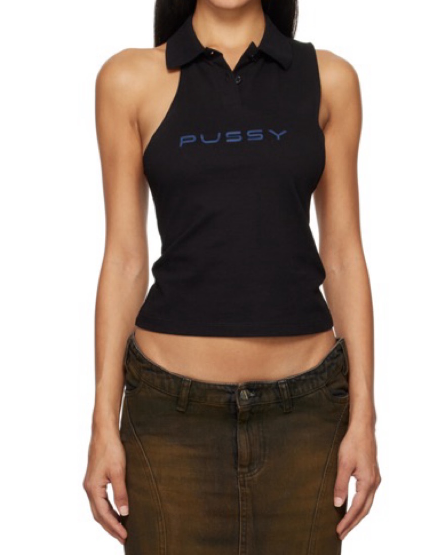 Mowalola Thong P*ssy Tank Top by Mowalola - Pickle