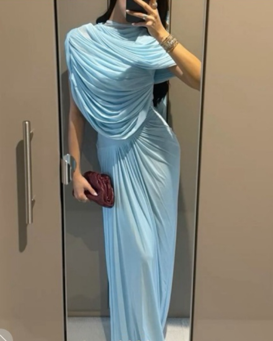 【新品未使用】Gabriela Coll Garments☆ロンT☆3☆水色 JOVANA DRAPED BLUE MAXI DRESS | CULT MIA | Deme By Gabriella