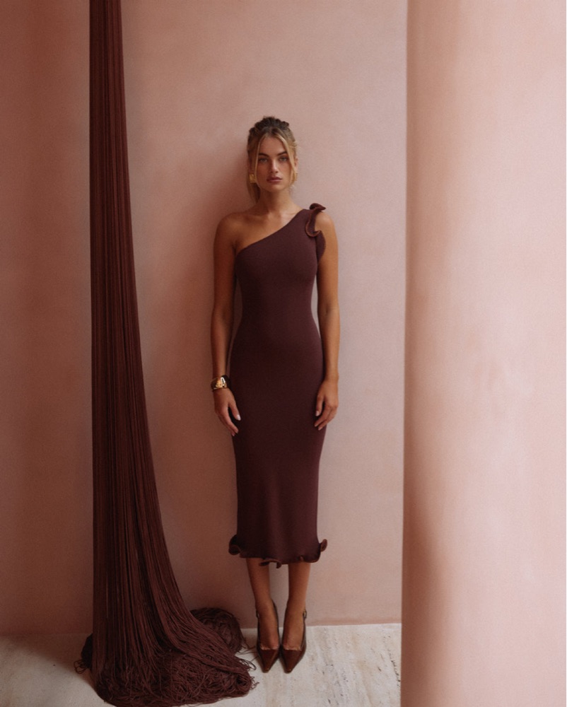 SAME Ruffle Hem One Shoulder Dress by SAME - Pickle