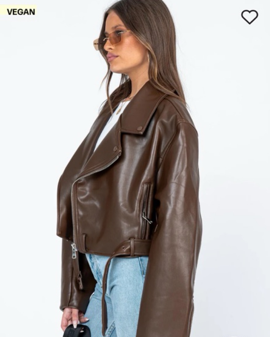 Staten Island Brown Leather Jacket by Lioness - Pickle