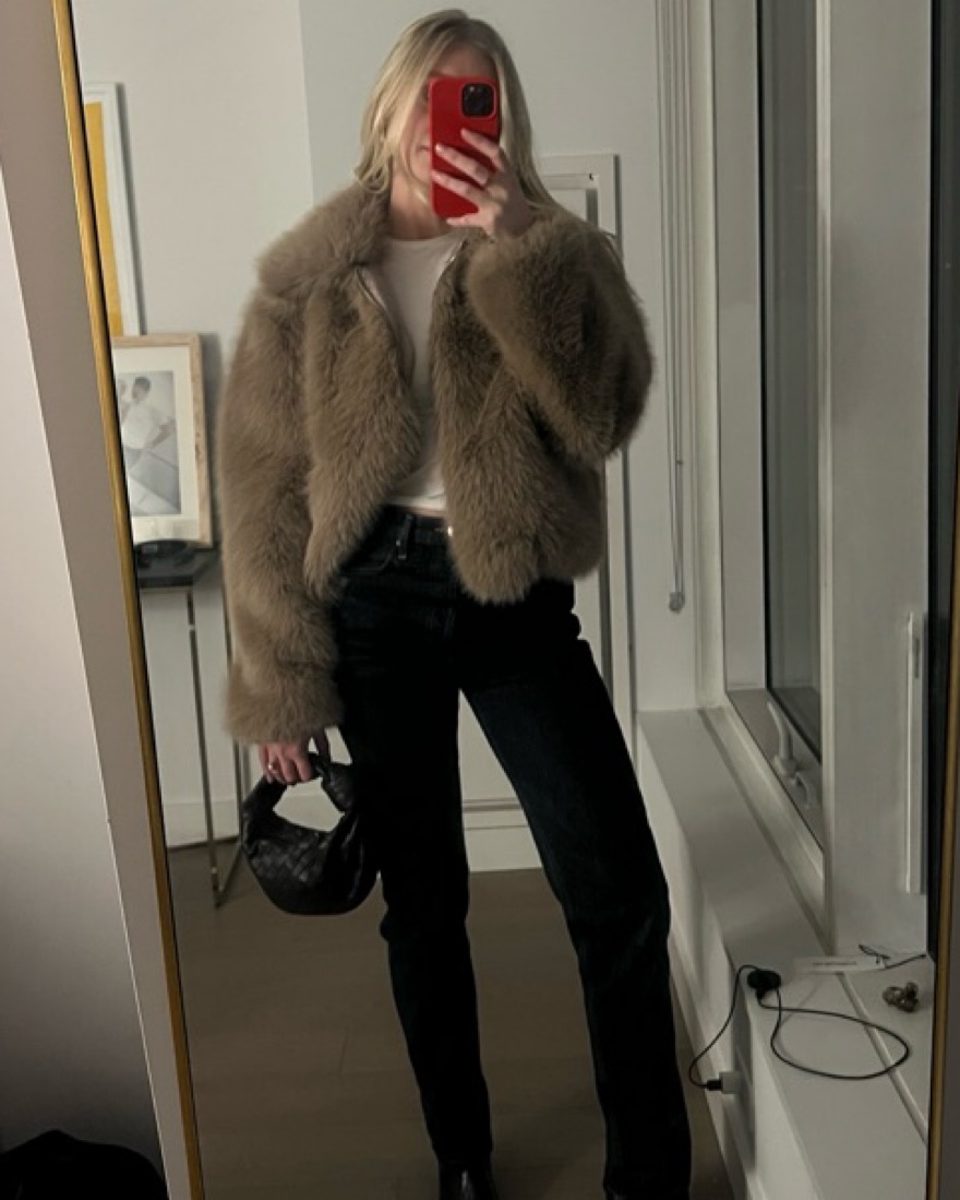 Frankie Shop Sabrina Fur Jacket Mocha by The Frankie Shop - Pickle