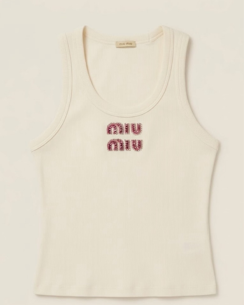 Cream And Pink Miu Miu Tank by Miu Miu - Pickle