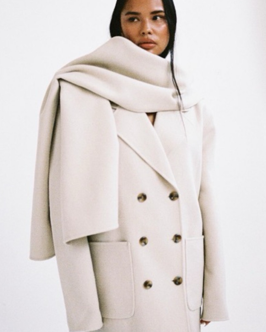 【新品未開封】Acka / knit muffler long coat Acka knit muffler long coat