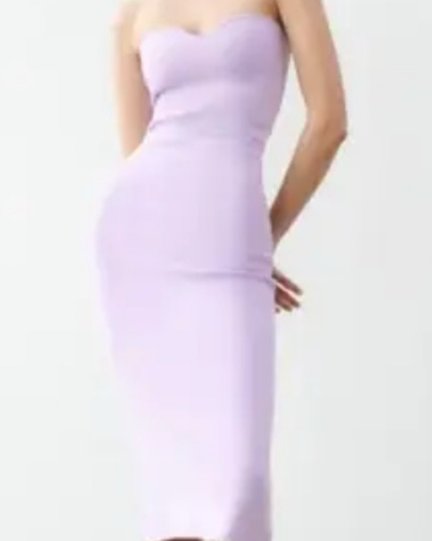 Sweetheart Necklin Lilac Midi Dress by Zara - Pickle