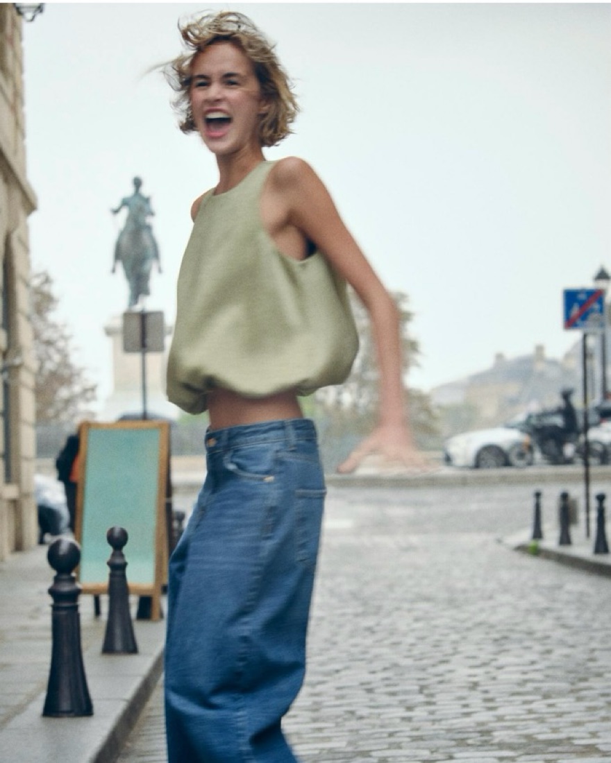 ZARA バルーンシェイプトップス 即日発送 ZARA ザラ バルーン シェイプ フリンジ付きパフ トップス M