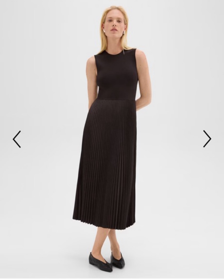 Theory Pleated Combo Dress by Theory - Pickle