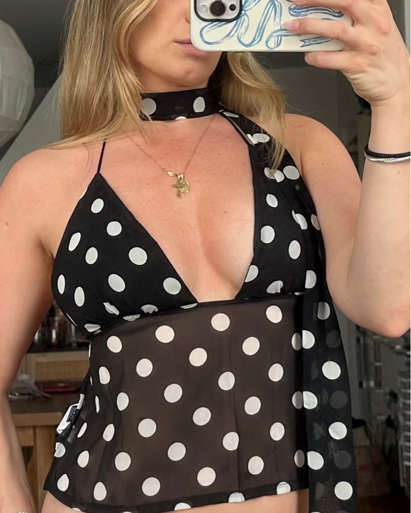 Polka Dot Top With Scarf by N/a - Pickle