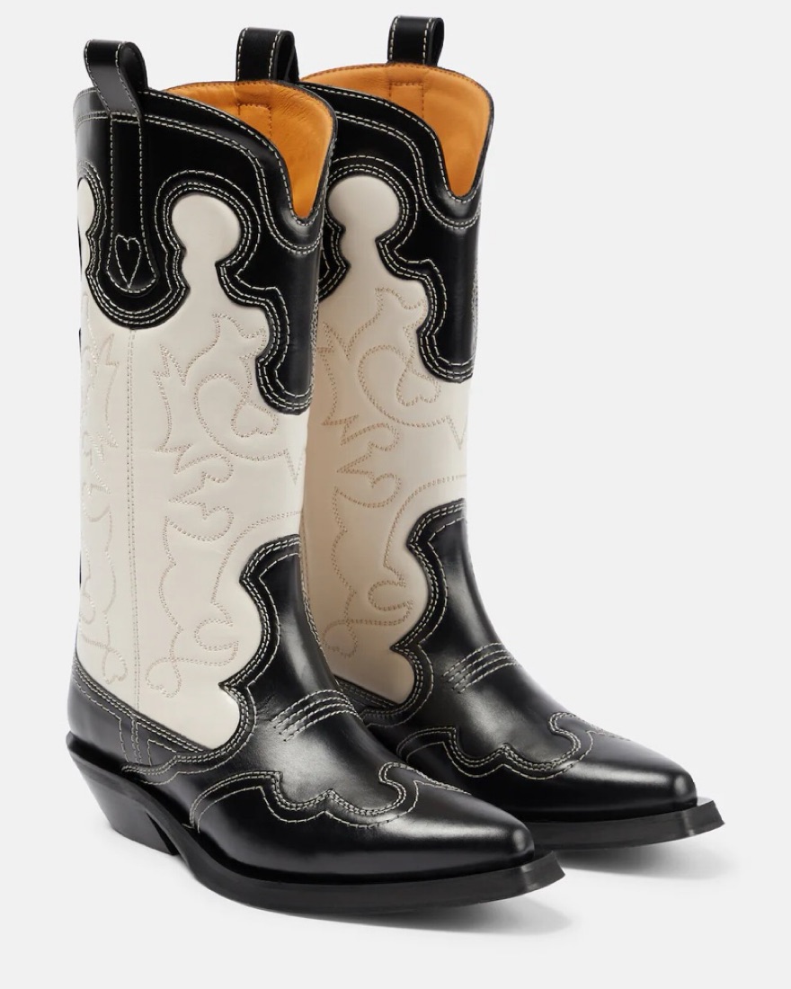 Ganni Cowboy Leather Boots by Ganni - Pickle