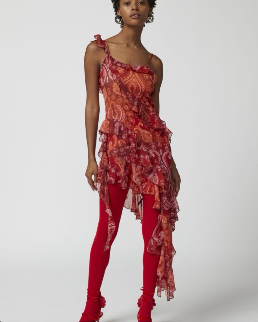 Vibrant Paisley Ruffle Dress by Urban Outfitters - Pickle
