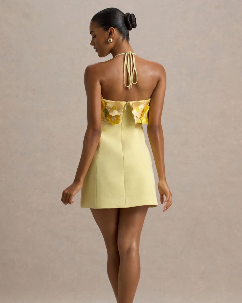 新品 snidel リトルフラワーチュールブラウス イエロー Club L London Shelley Lemon Floral Dress by Club L London - Pickle