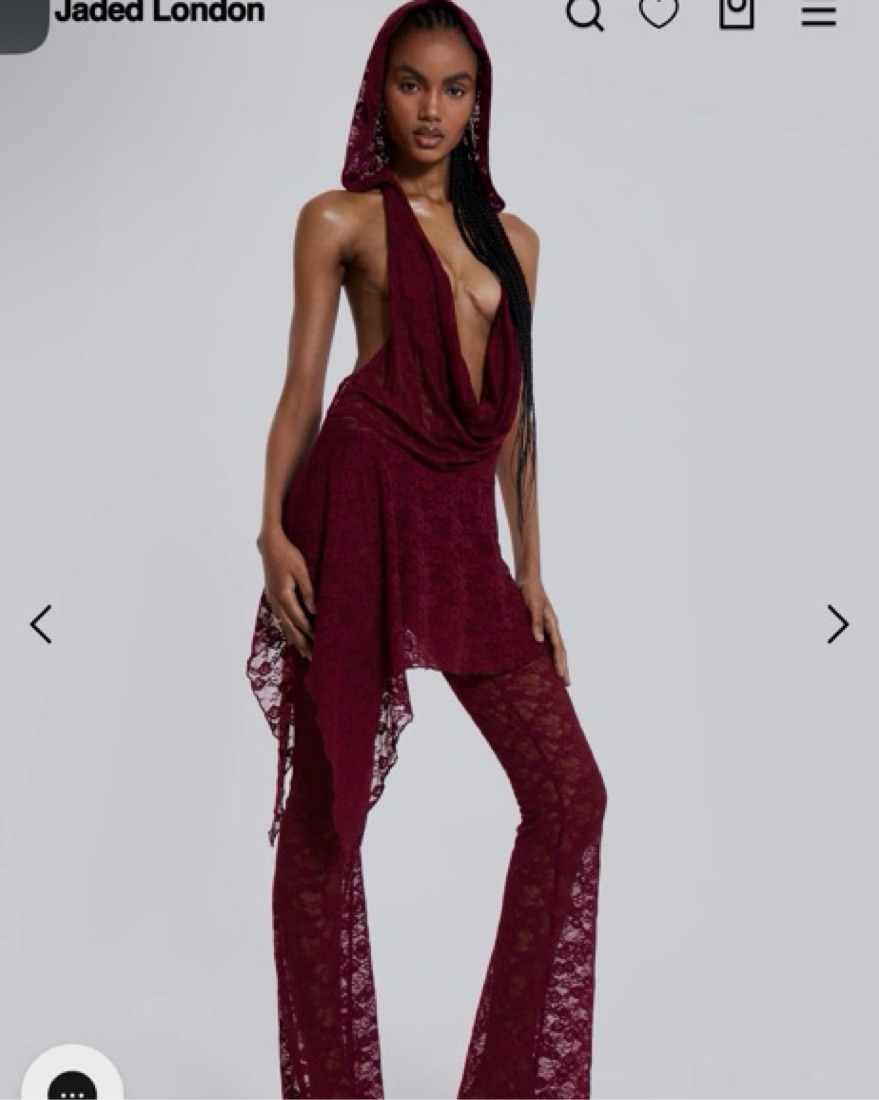 Jaded London Riva Lace Hoodie Set by Jaded London - Pickle