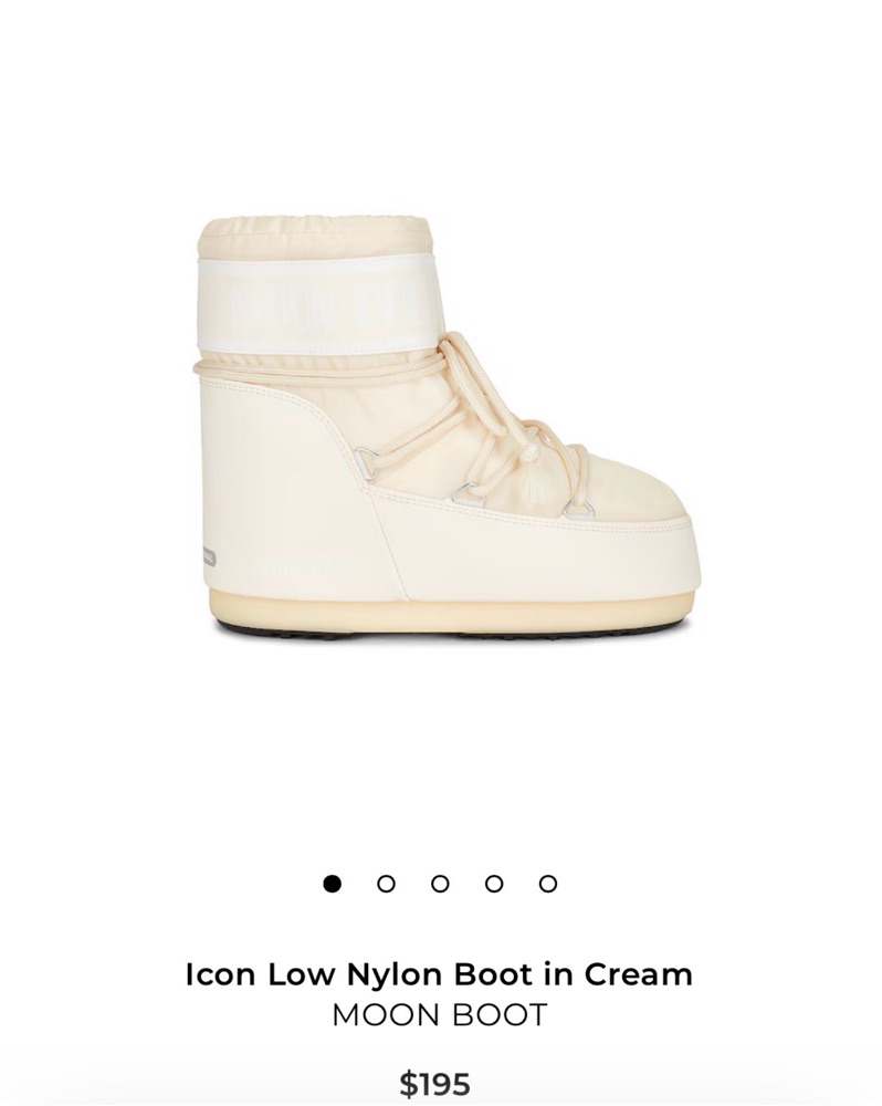 Moon Boot Icon Low Nylon Boot In Cream by Moon Boot - Pickle