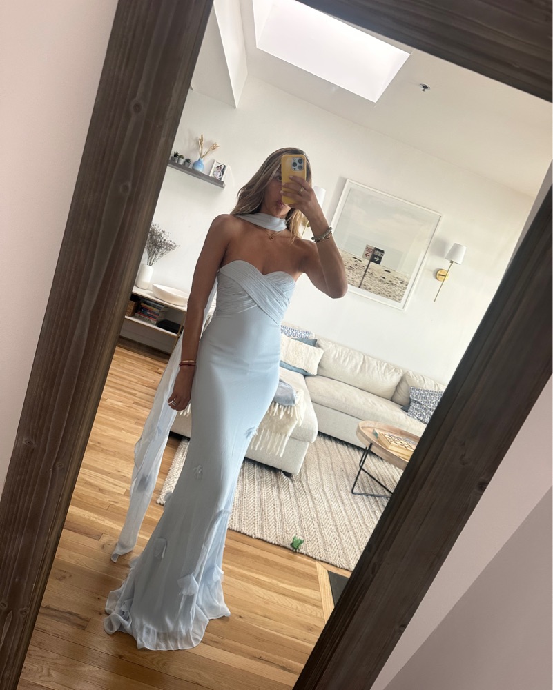 Self-Portrait Georgette Appliqué Gown by Self Portrait - Pickle