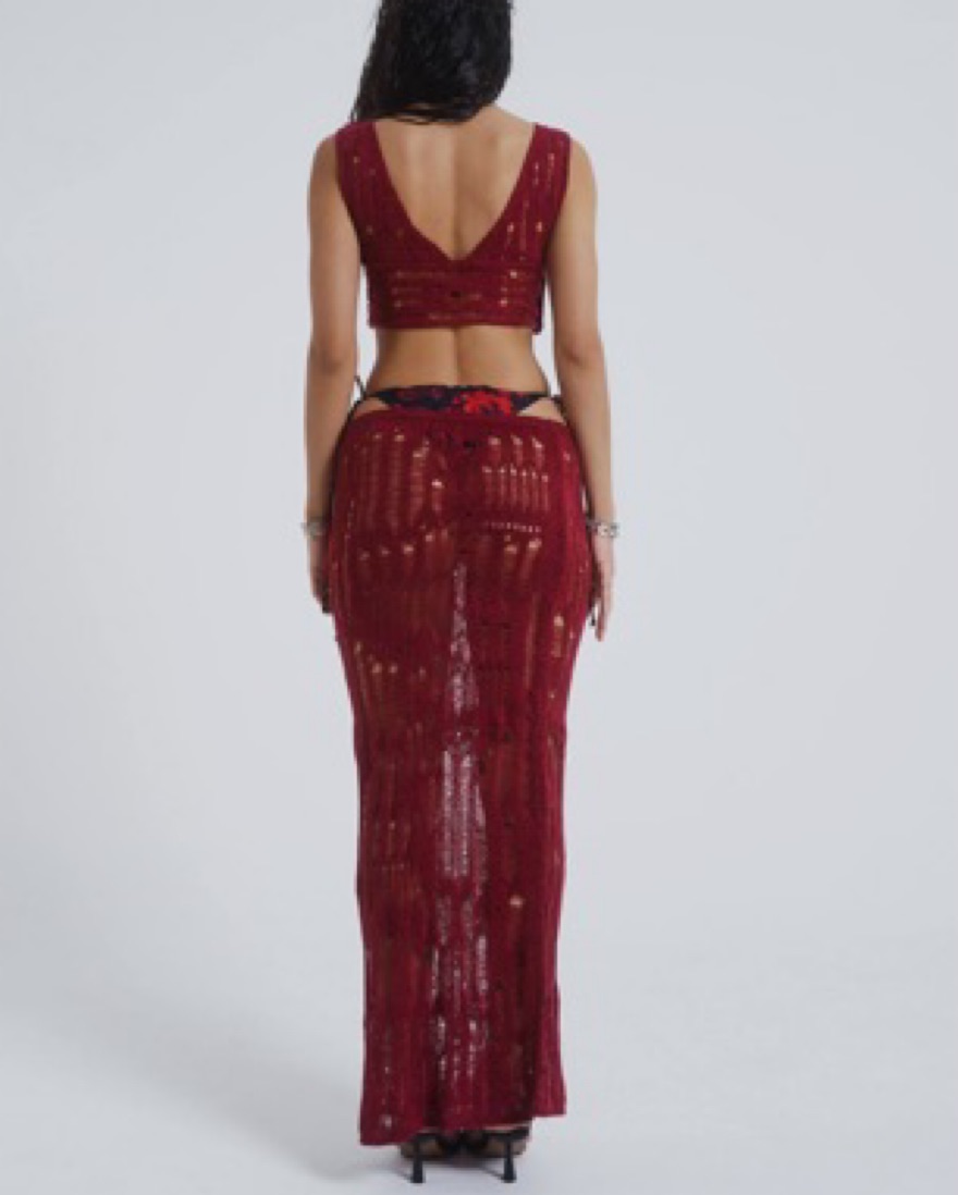 Jaded London Odette Laddered Knit Set by Jaded London - Pickle