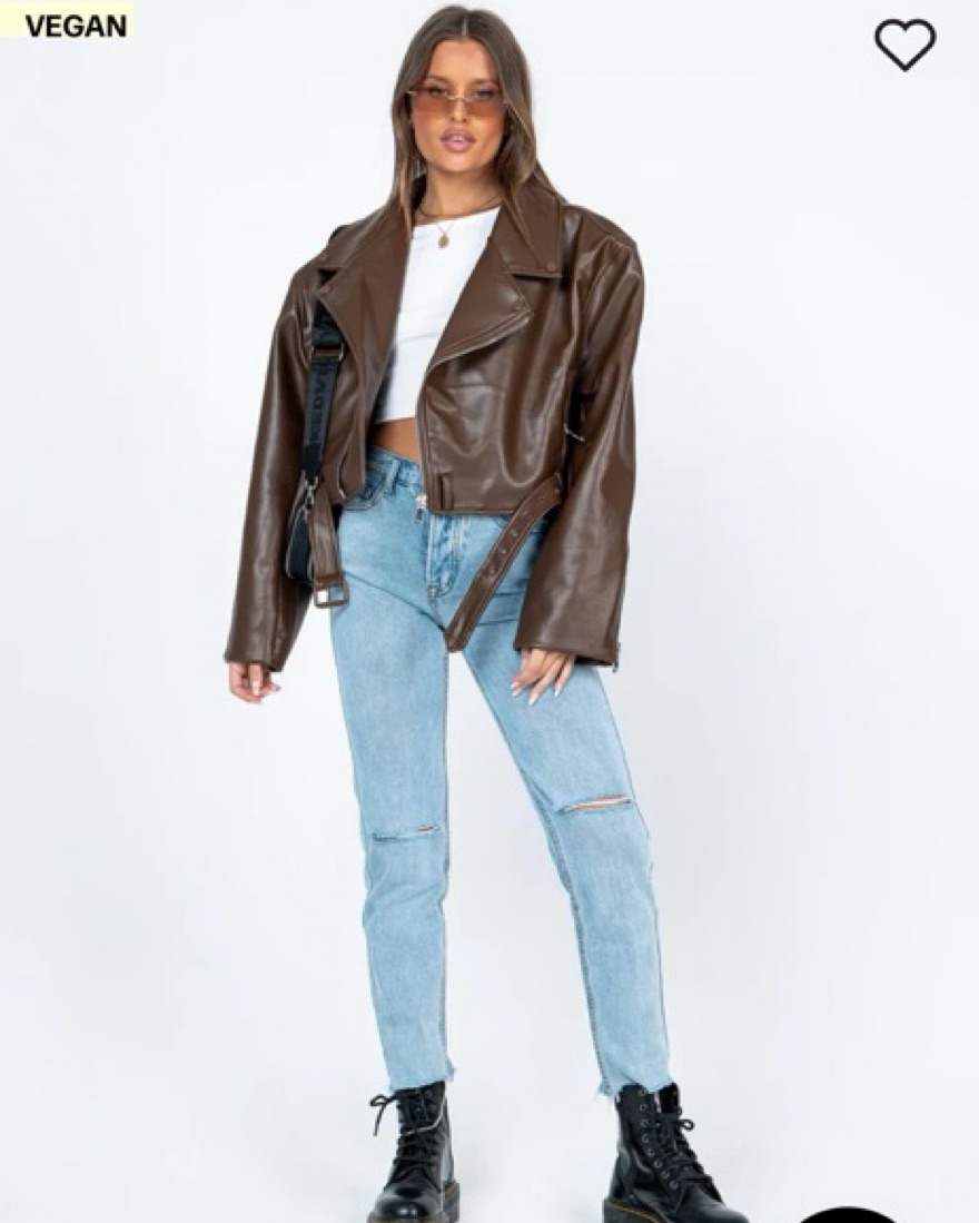 Staten Island Brown Leather Jacket by Lioness - Pickle