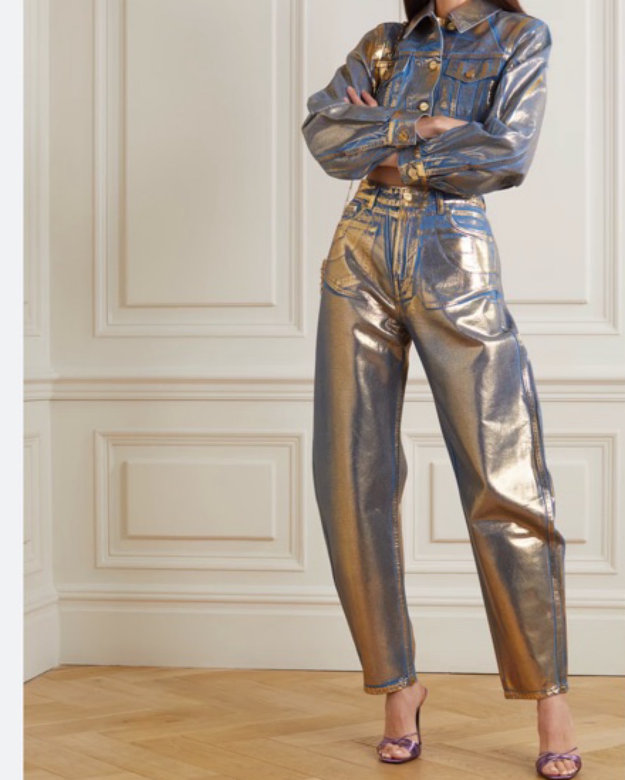 Ganni Metallic Organic High-Rise Jeans by Ganni - Pickle