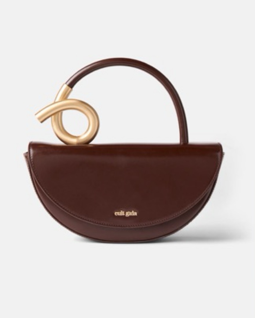 Cult Gaia Brown Gold Handle Purse by Cult Gaia - Pickle