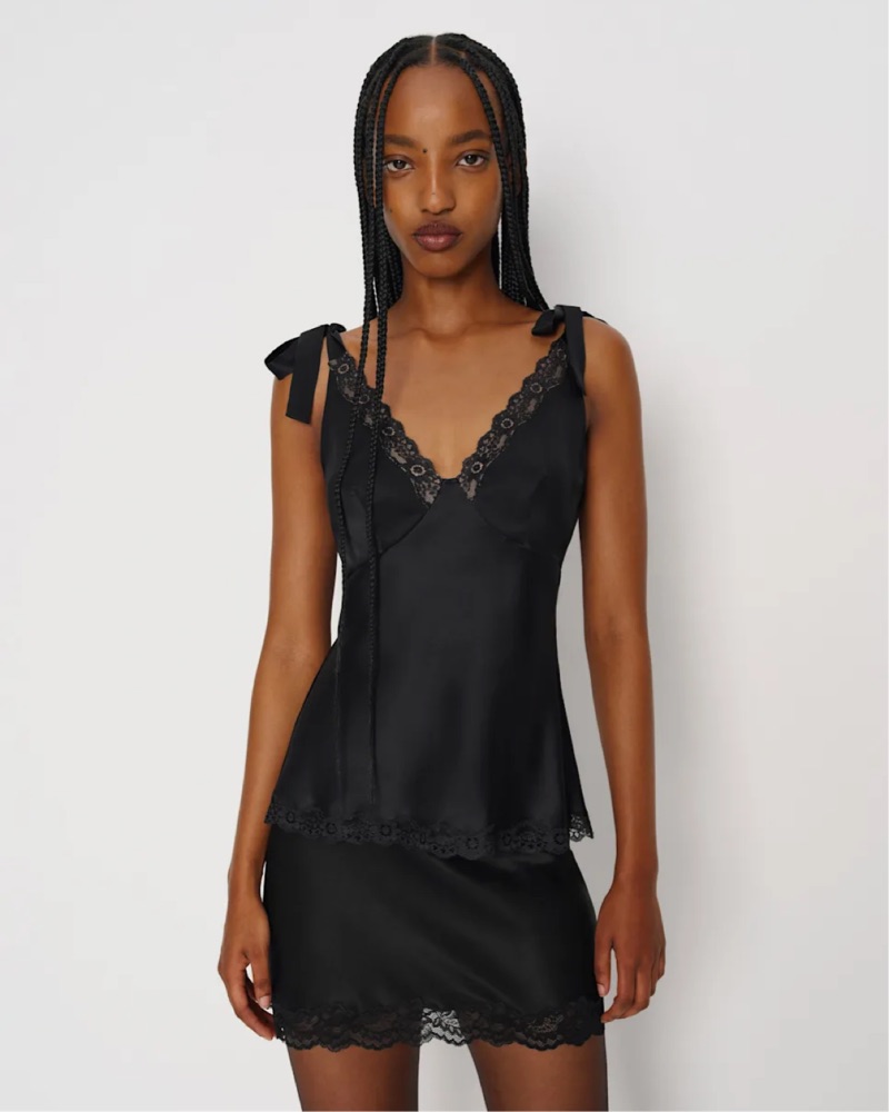 【新品未使用】THE SHISHIKUI ribbon cami/BLACK Tops – SHISHIKUI