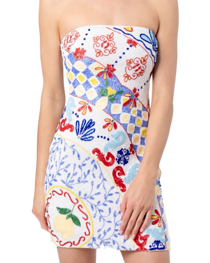 SENORITA HAND-BEADED MINI DRESS by SELF-ADORE - Pickle