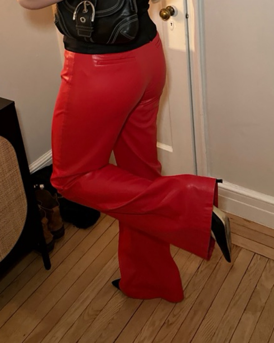 LEVI’S RED / asymmetry leather pants Red Leather Pants Men - Slim Fit Colored Pants