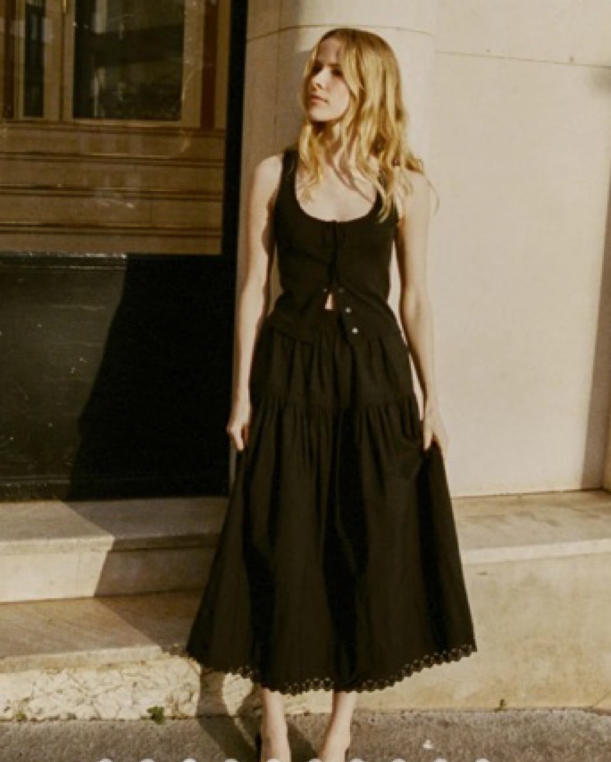 Doen Sebastiane Black Midi Skirt - XXS by Doen - Pickle