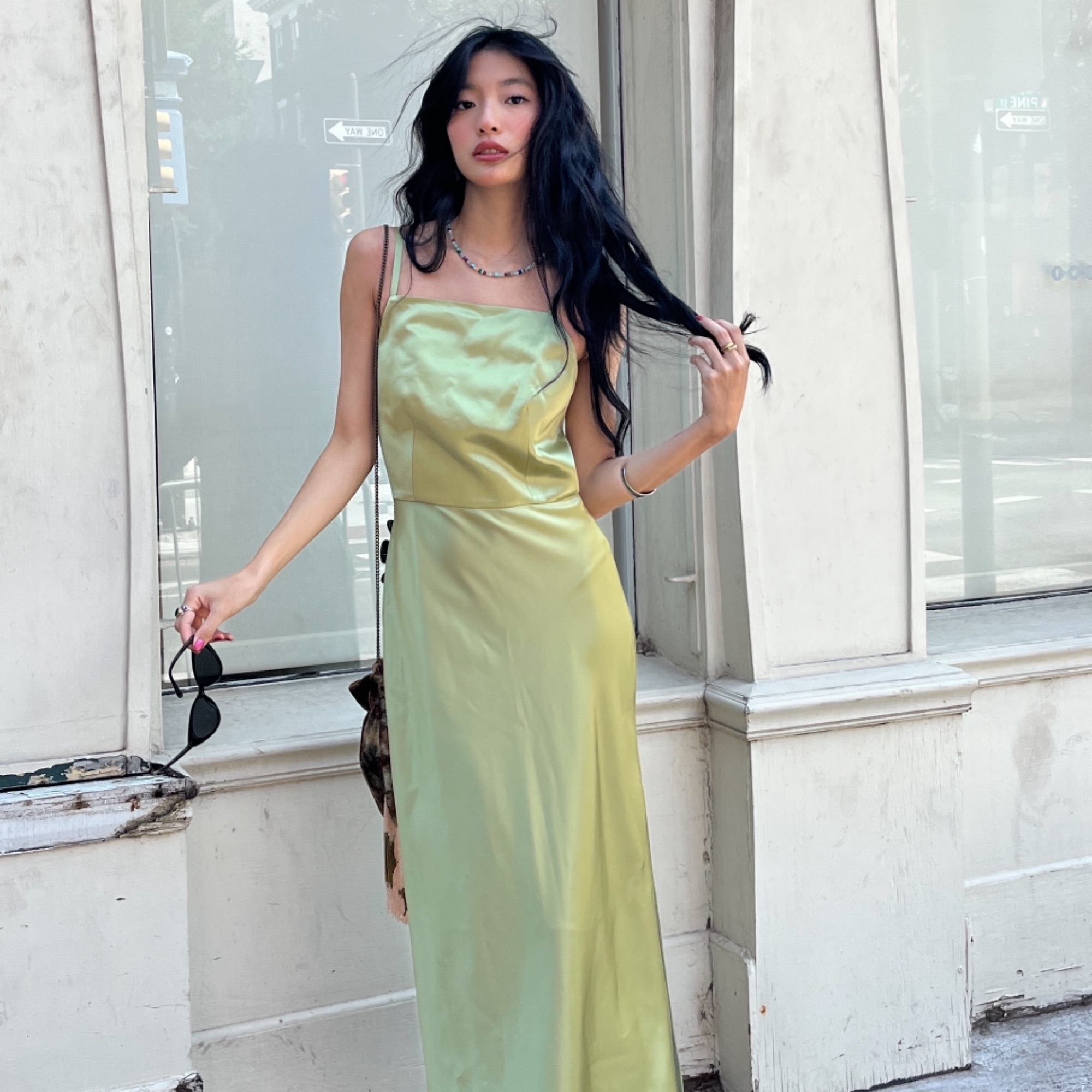 JASON WU Green Satin Dress Size0 by Jason Wu - Pickle