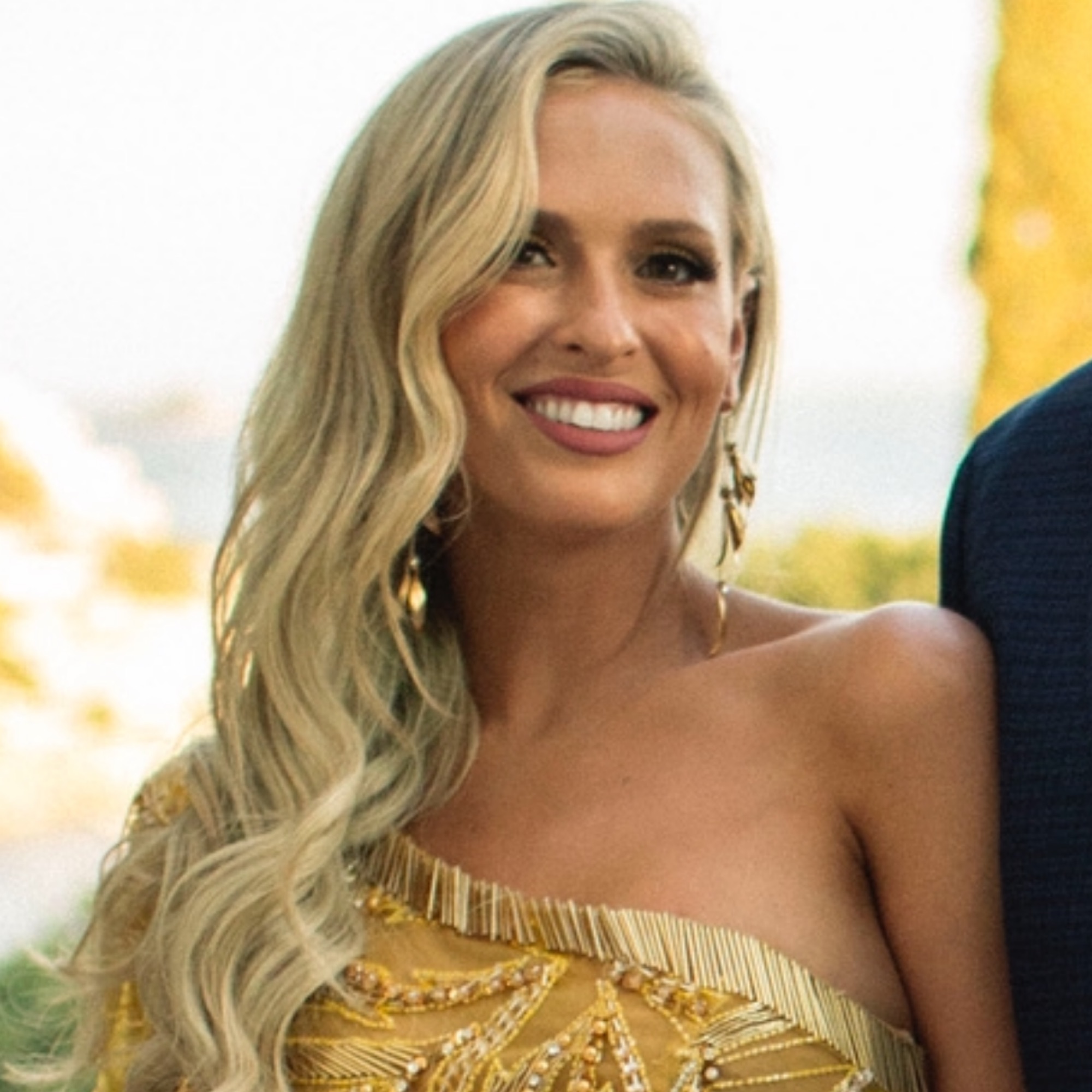 antonia mini dress in gold tropical by Camila Coelho dress_type_A-Line